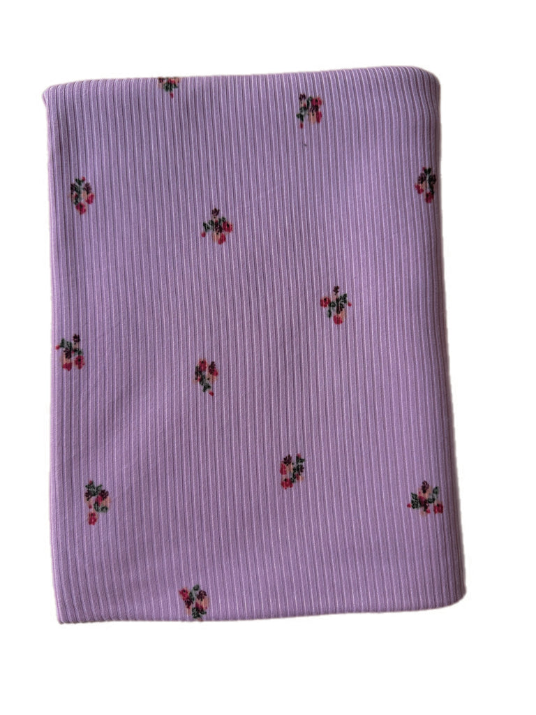Mauve floral yummy rib knit