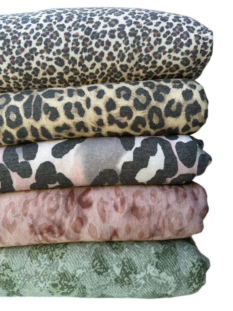 Misc animal print French terry knits