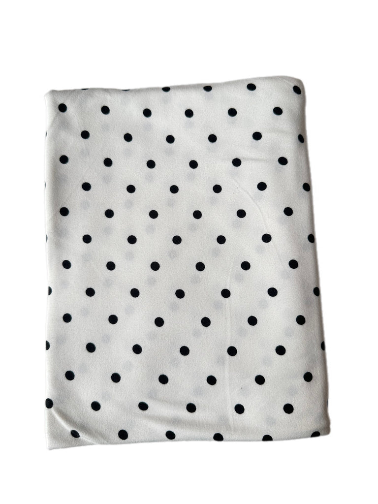 Black and white polka dot brushed poly knit