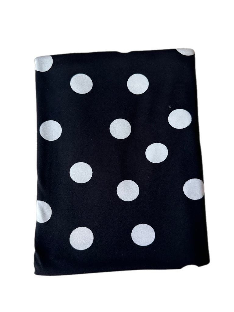 Black and white Polka dot brushed poly knit