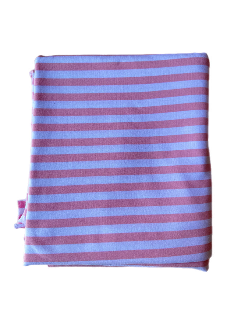 Pink and white cotton Lycra knit stripe