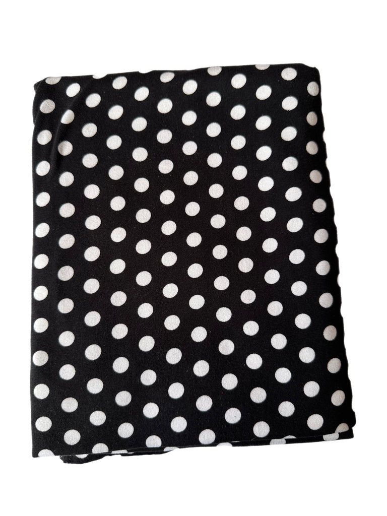 Black and white polka dot brushed poly knit