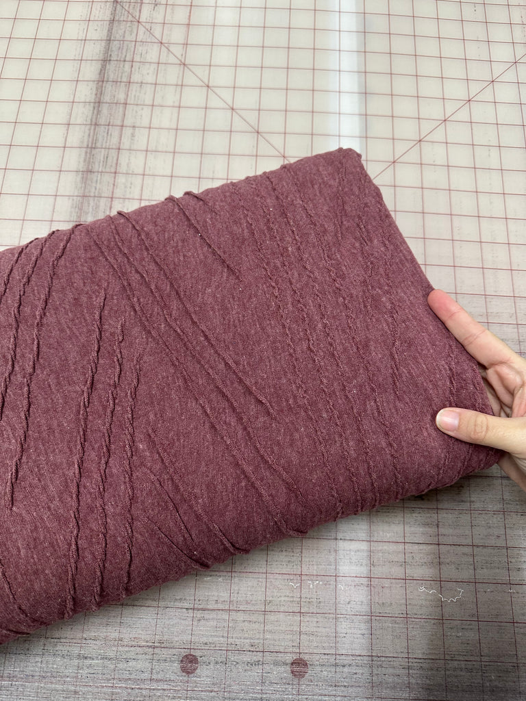 Textured jersey knit heathered burgundy 3.5 yard cut