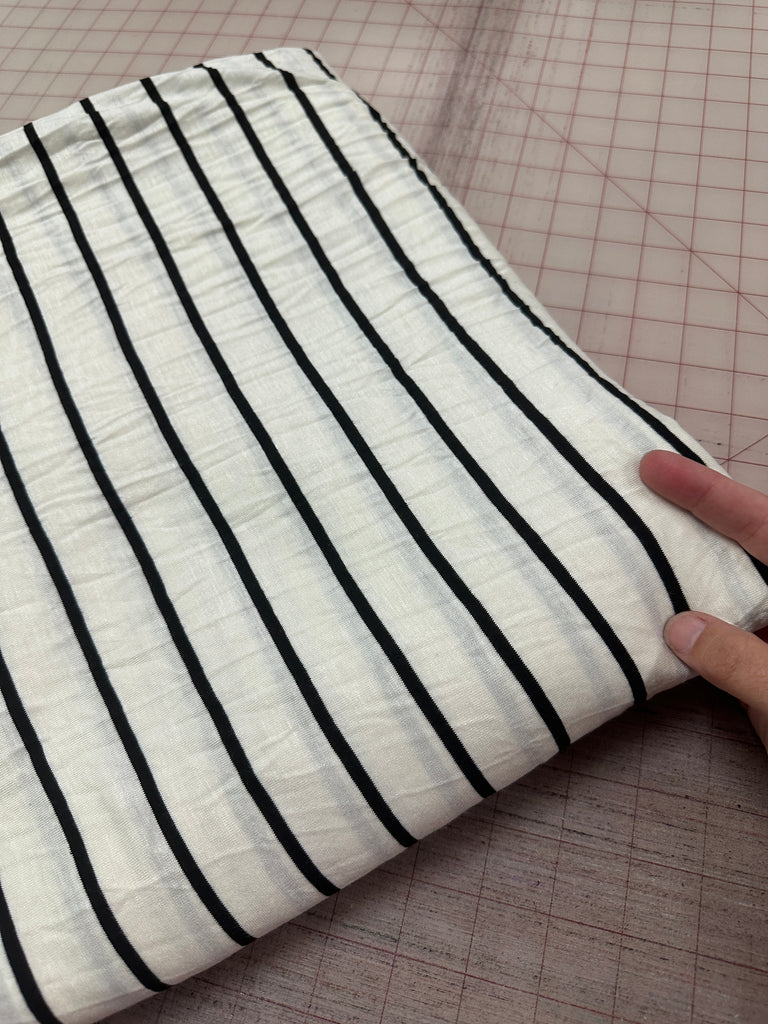 Black and ivory stripe rayon spandex knit