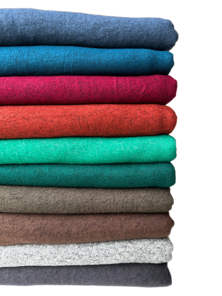 Heathered brushed hacci sweater knit solids