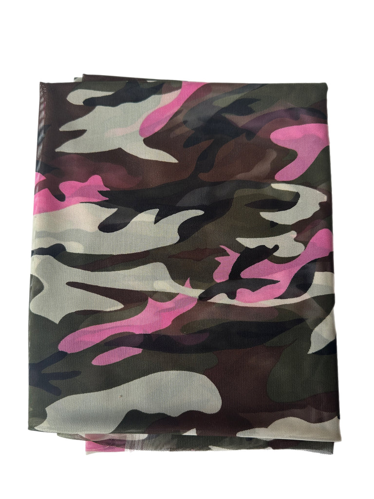 Camo pink mesh knit
