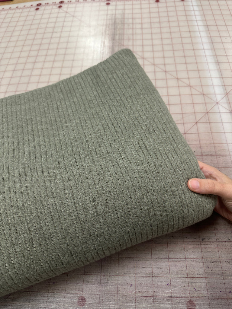 Brushed rib sweater knit light olive