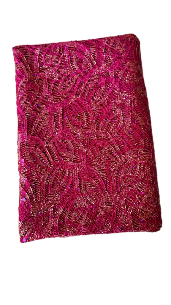 Fuchsia and gold lace knit