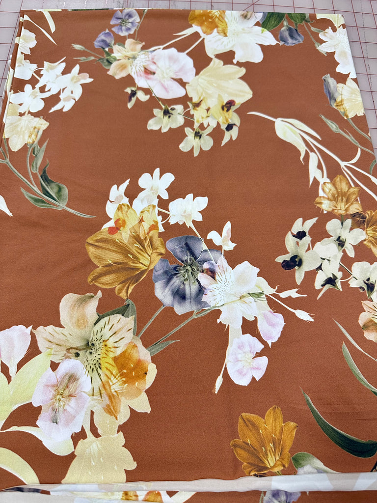 Terracotta floral swim knit