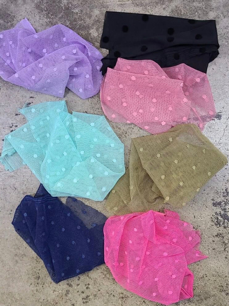 Power mesh knit solids polka dot