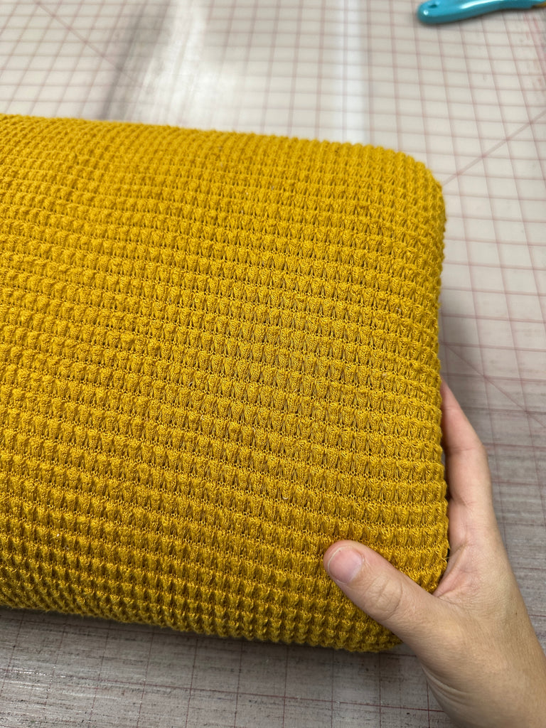 Chunky mustard waffle knit