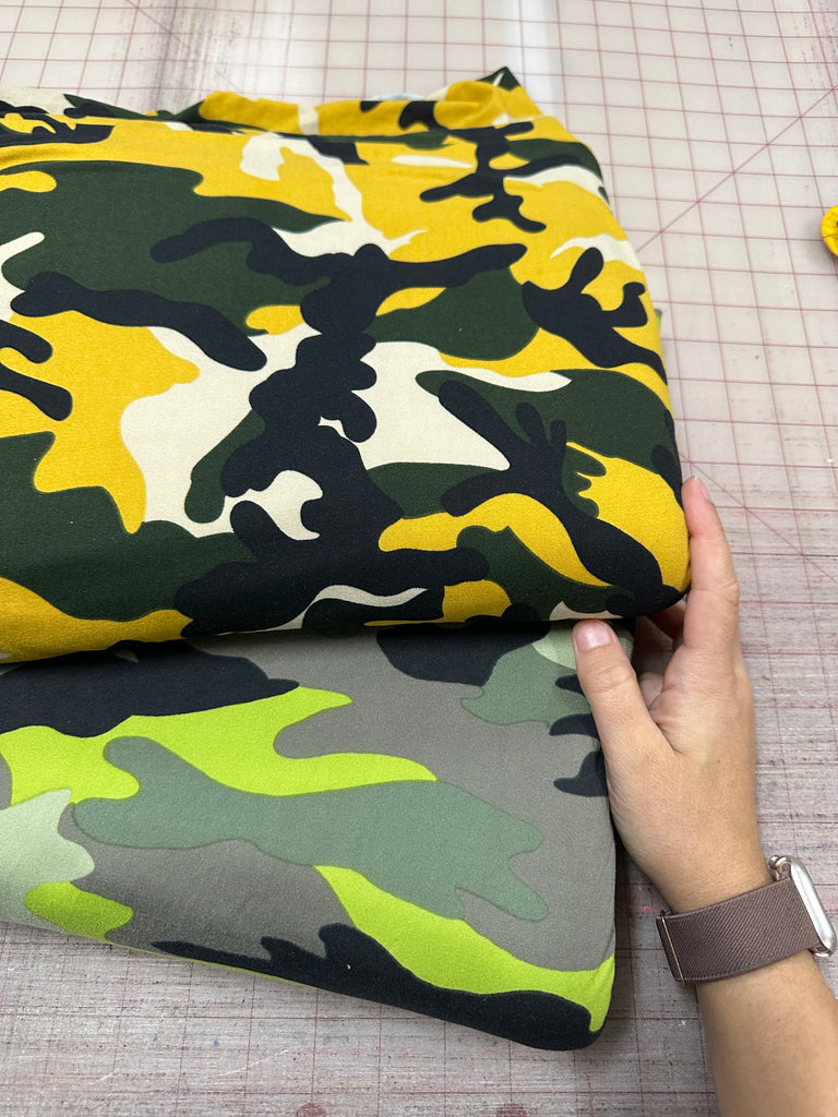 Camo brushed poly knits