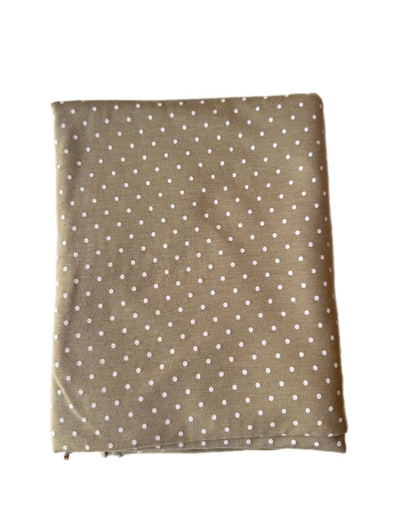 Neutral polkadot rayon spandex knit