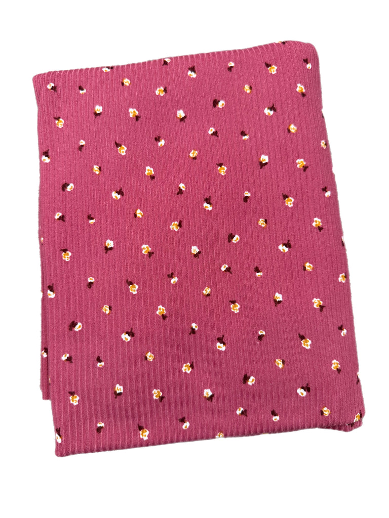 Mauve floral rib knit