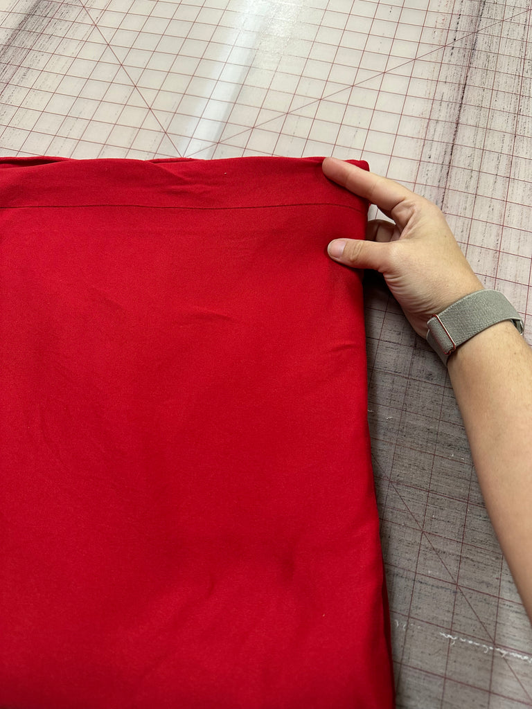 5 yard cut red brushed poly knit with flaw