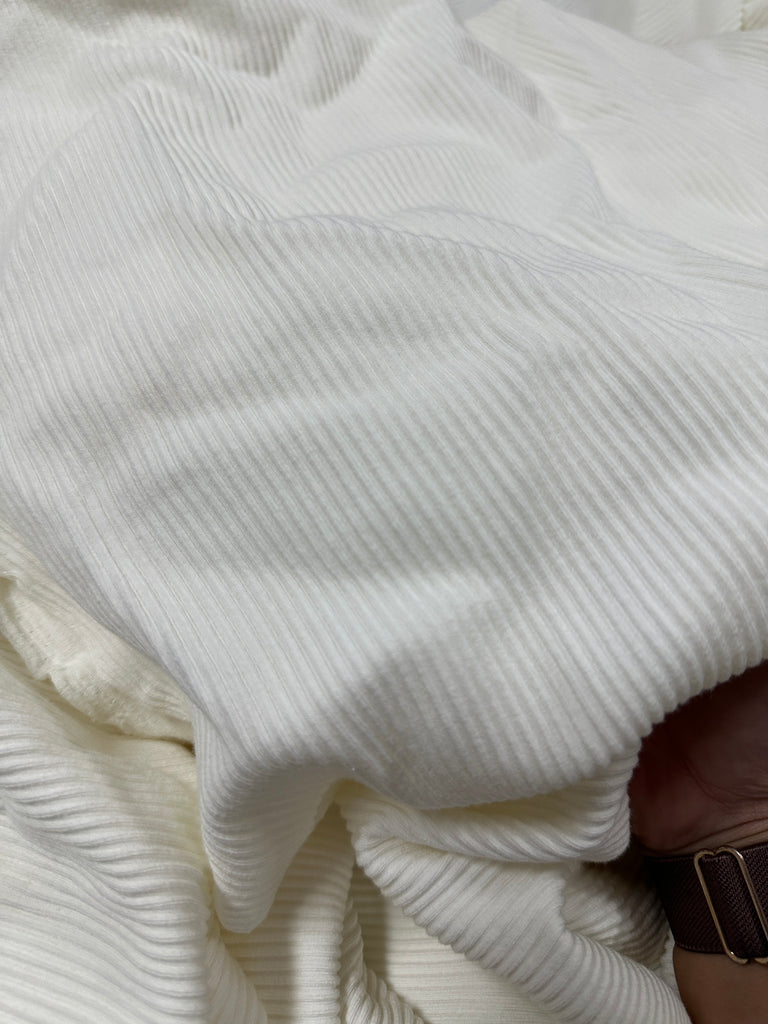 White raised rib knit