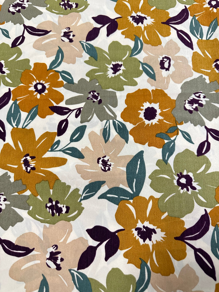 Vintage floral rayon challis woven