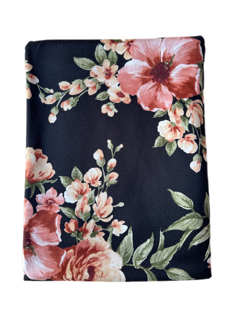 Midnight dreams floral brushed poly knit