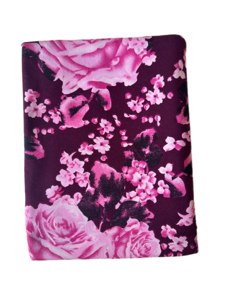 Rosé brushed poly floral knit