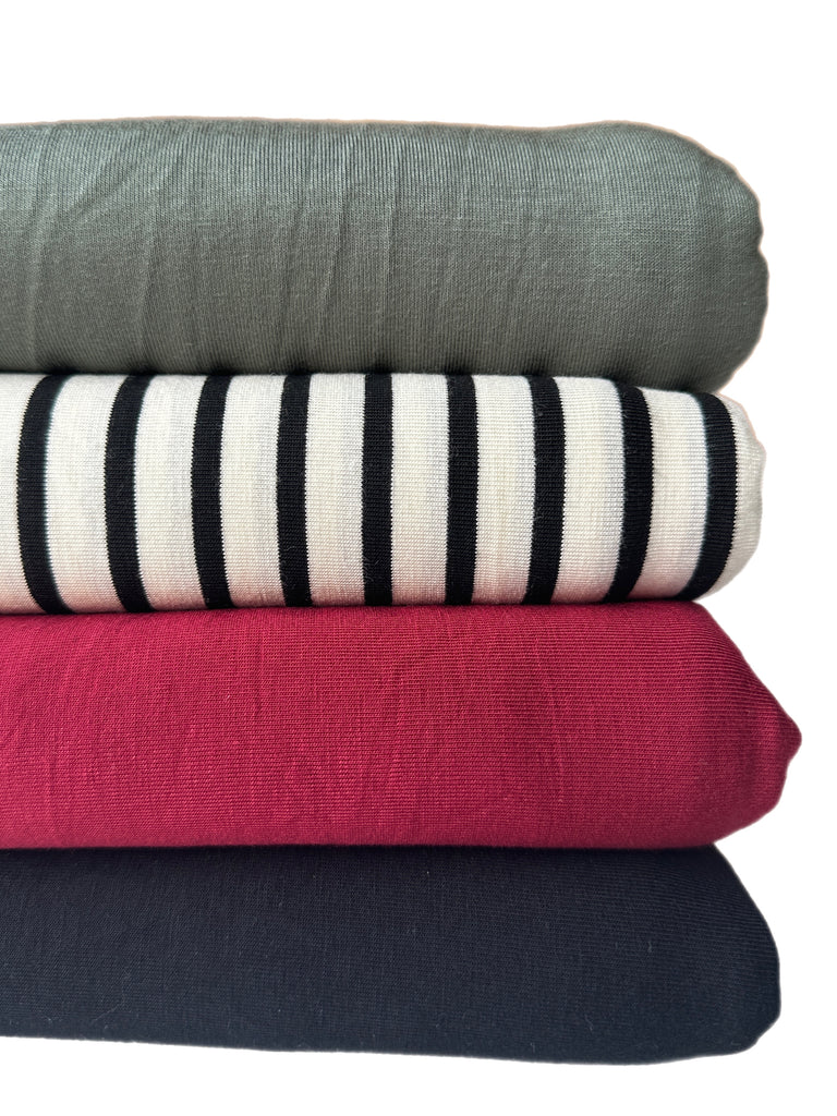 Moody Rayon Spandex solids (and strip) knits