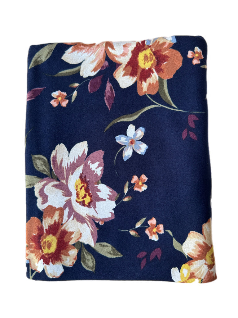Navy meadows floral Brushed poly knit