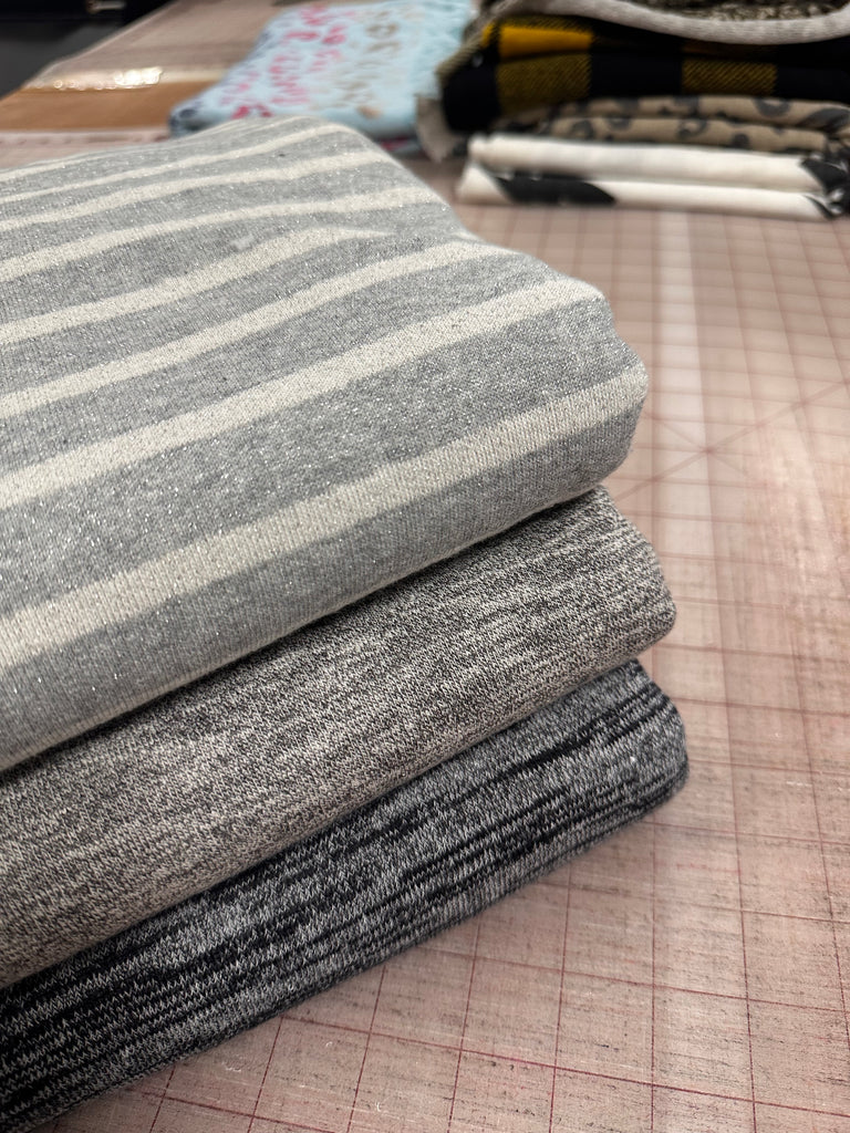 Grey 2.5 yard cut French terry knit cotton spandex