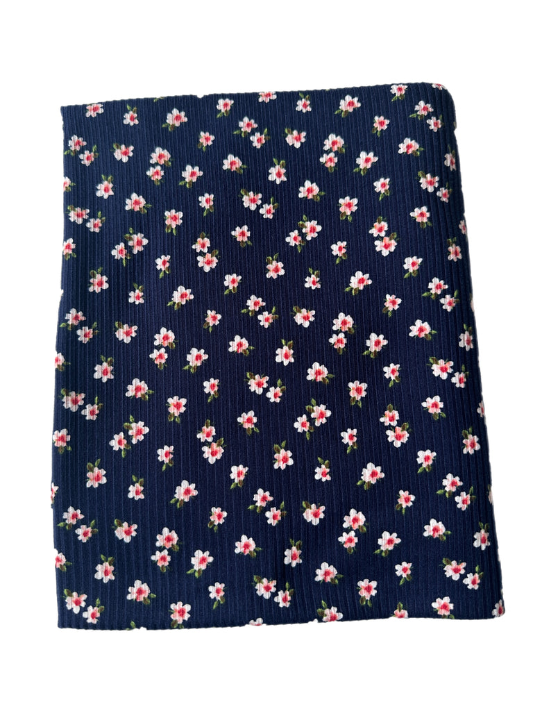 Midnight Blossom Rib floral – Rib Knit Fabric