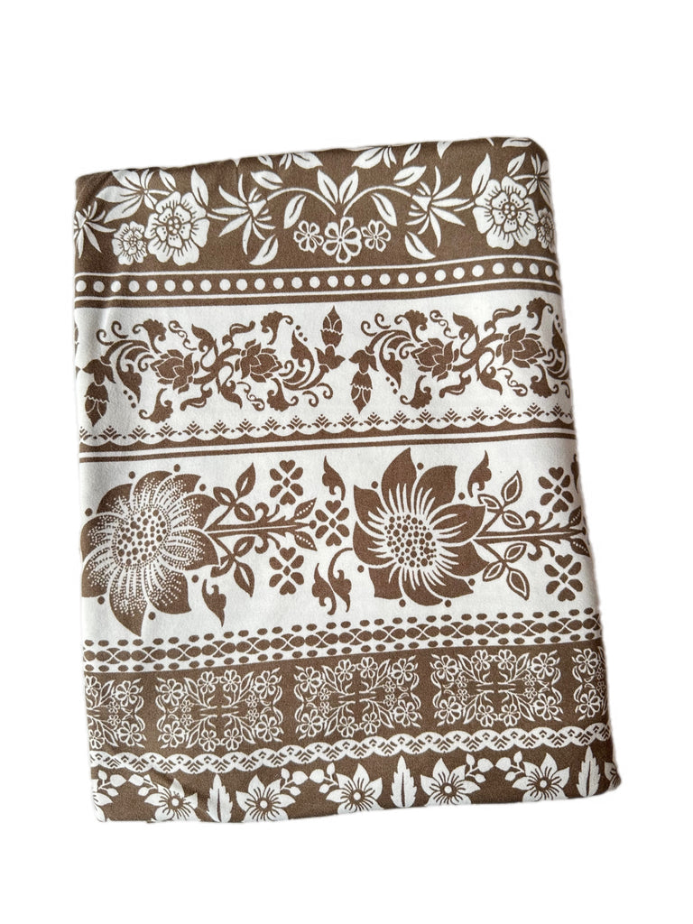 Taupe Aztec floral brushed poly knit