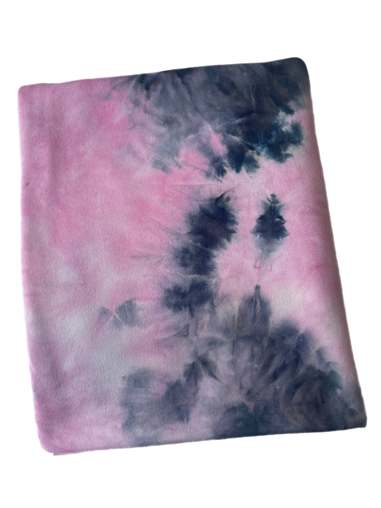 Pink and black tie dye brushed poly knit