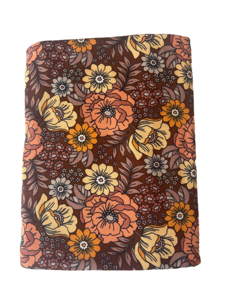 Fall Vintage floral BROWN brushed poly knit