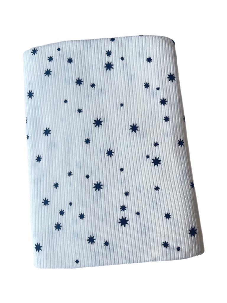 Stars white and black yummy rib knit