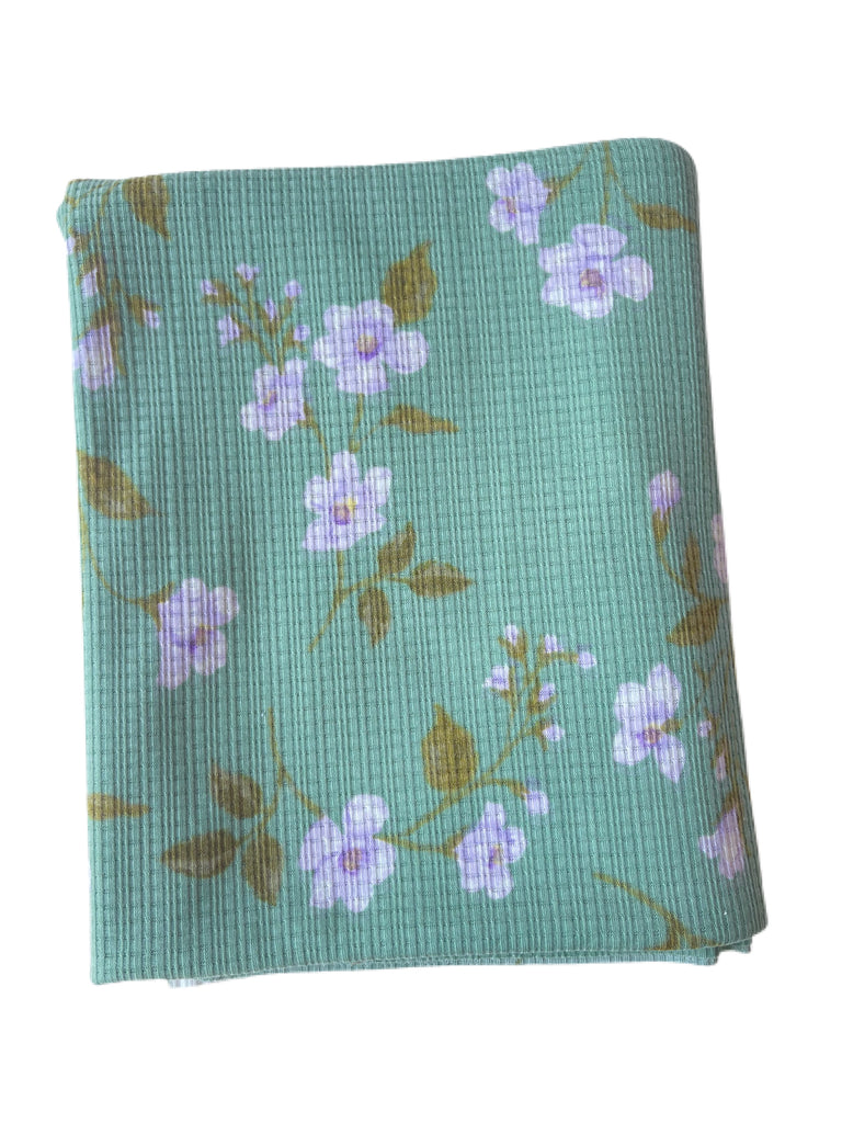 Mint and lilac floral pointelle knit