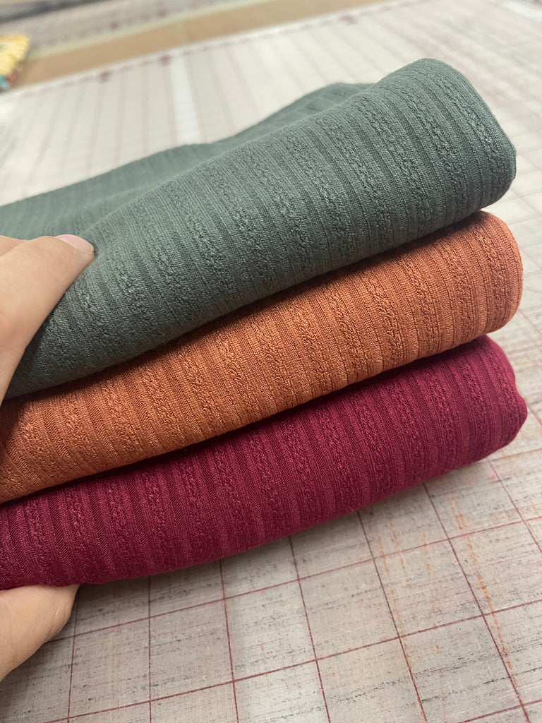 Thicker rayon blend textured rib knits